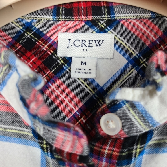 J.CREW Flannel shirt with ruffle collar.  Size M - Picture 4 of 5